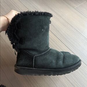 UGG Black Suede Shearling-Trim Winter Boot - Women's